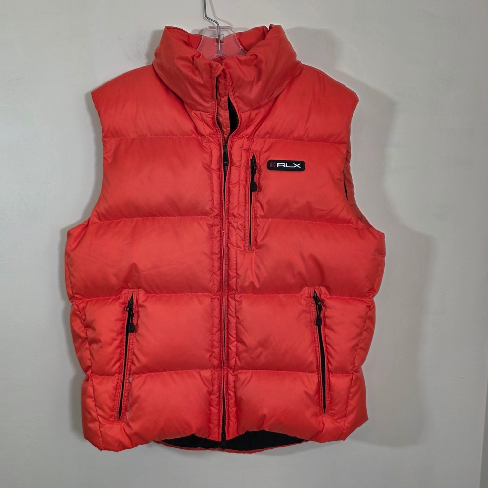 RLX Ralph Lauren Mens Puffer Vest Down Fill Ripstop Orange Winter Gorpcore Large